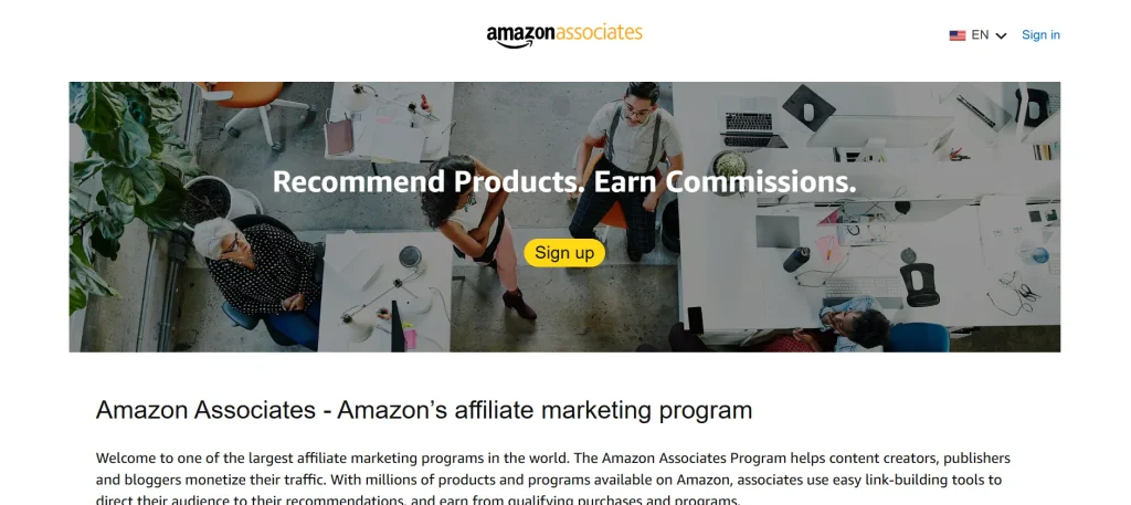 Join Amazon Associates for beginners affiliate program